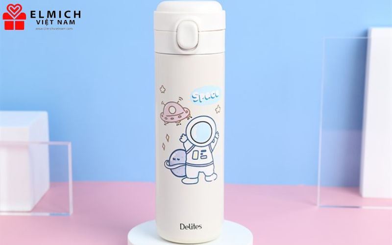Bình nước Delites TH05021 trắng in hình phi hành gia