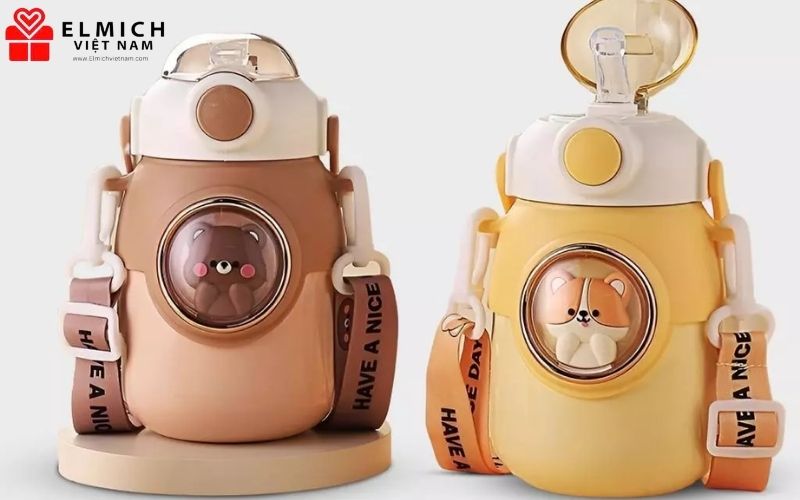 Bình nước lưỡng tính giữ nhiệt Space có ống hút dung tích 700ml cùng thiết kế dây đeo tiện lợi