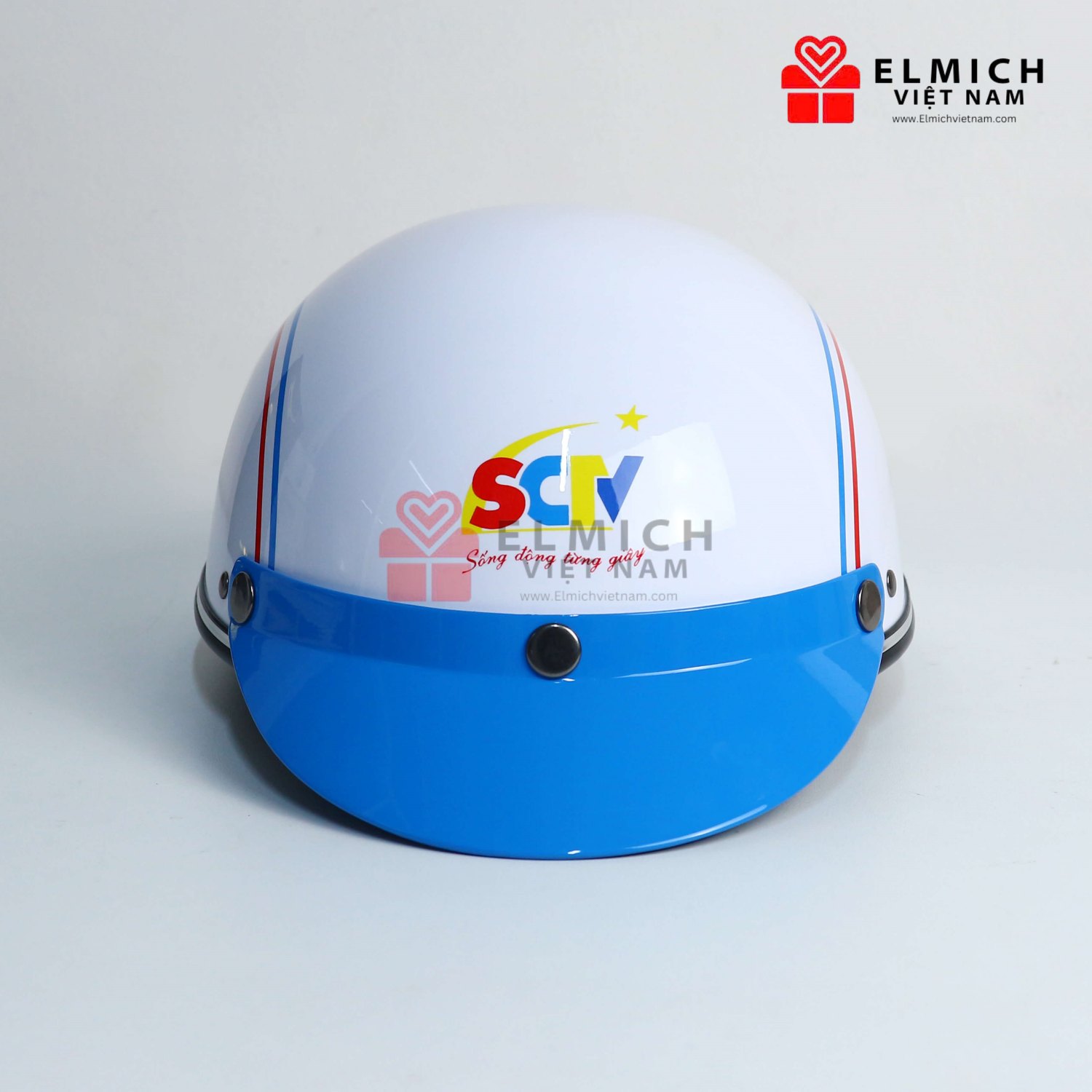 In logo lên mũ bảo hiểm quảng cáo làm quà tặng